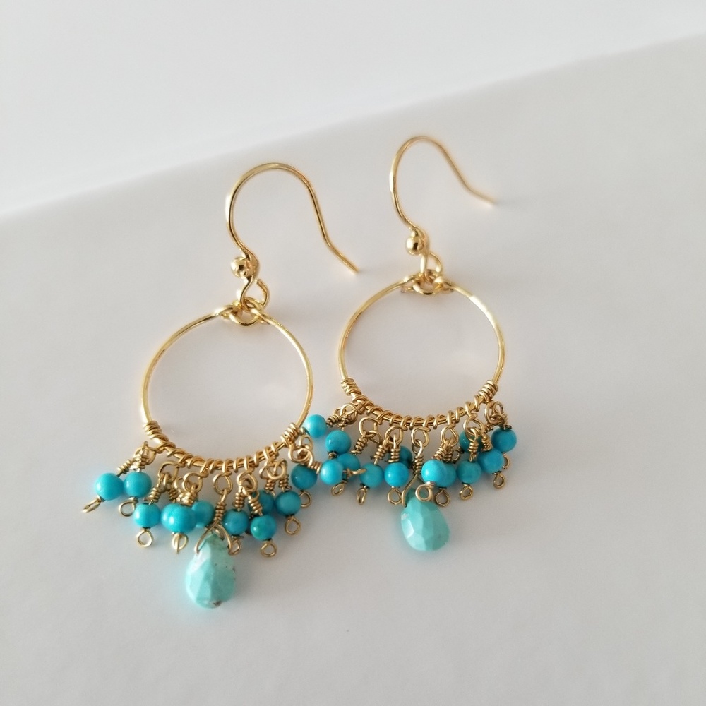Gold Vermeil Petite Turquoise Hoop Earrings